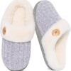 695a32cd9500637d2e3836d9165dc35608c74af44ec4243f9cf28.jpg Evshine Warm Knit House Slippers for Women Comfy Wool-Like Lined Chenille Slippers with Memory Foam and Indoor Outdoor Soles
