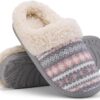 695a32cde236d79f769e2adb8fce96498f754a8f5493a1a22dbab.jpg Evshine Warm Knit House Slippers for Women Comfy Wool-Like Lined Chenille Slippers with Memory Foam and Indoor Outdoor Soles