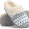 695a32cfbb4141afc3aefc2a1a44e082f03625c986b302e69f068.jpg Evshine Warm Knit House Slippers for Women Comfy Wool-Like Lined Chenille Slippers with Memory Foam and Indoor Outdoor Soles