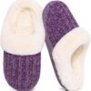 695a32d81866d3fcb18ddafa521a57a2add9ff6e08323eb13c439.jpg Evshine Warm Knit House Slippers for Women Comfy Wool-Like Lined Chenille Slippers with Memory Foam and Indoor Outdoor Soles