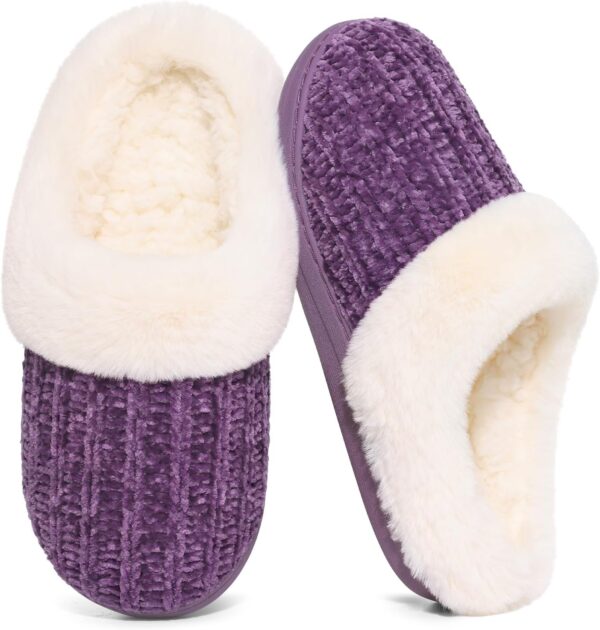 695a32d81866d3fcb18ddafa521a57a2add9ff6e08323eb13c439.jpg Evshine Warm Knit House Slippers for Women Comfy Wool-Like Lined Chenille Slippers with Memory Foam and Indoor Outdoor Soles