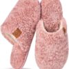 EverFoams Women's Fuzzy Slip-on Slippers Warm Cozy Soft Lightweight Memory Foam Indoor House Shoes