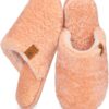 EverFoams Women's Fuzzy Slip-on Slippers Warm Cozy Soft Lightweight Memory Foam Indoor House Shoes