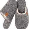 EverFoams Women's Fuzzy Slip-on Slippers Warm Cozy Soft Lightweight Memory Foam Indoor House Shoes
