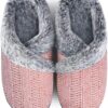 Slippers for Women Fuzzy House Slip on Indoor Outdoor Bedroom Furry Fleece Lined Ladies Comfy Memory Foam Female Home Shoes Anti-Skid Rubber Hard Sole